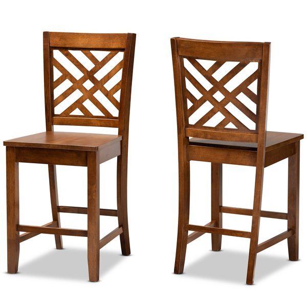 Baxton Studio Caron Modern and Contemporary Transitional Walnut Brown Finished Wood 2-Piece Counter Stool Set 180-11433-Zoro